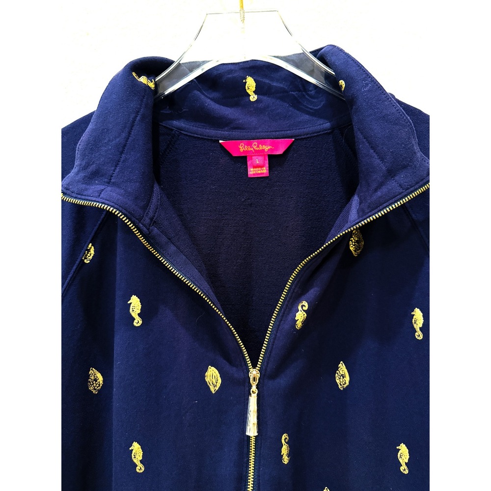 Lilly Pulitzer Skipper Ruffle Shift Dress L UPF 50+ Navy Nautical Coastal Cruise - Picture 6 of 9